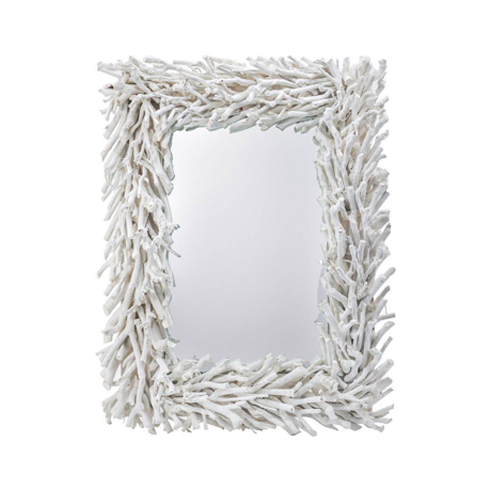 White Plywood Textured Wall Mirror - Rectangular 48699
