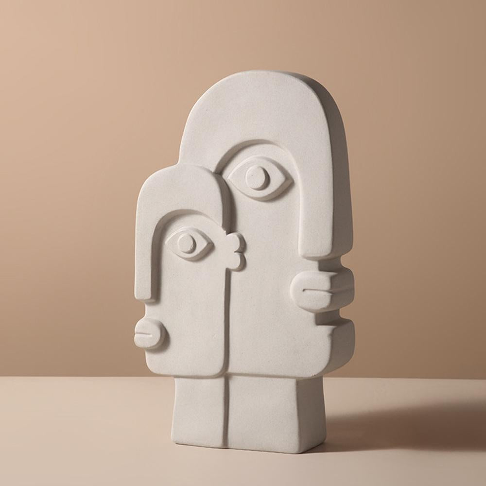 Beige Ceramic Vase with Two Faces ZD-130