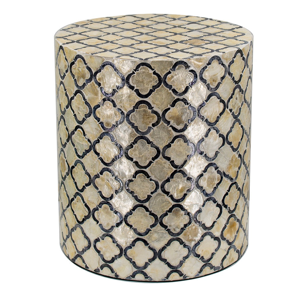 Capiz Shell Stool with Quatrefoil Pattern 49920