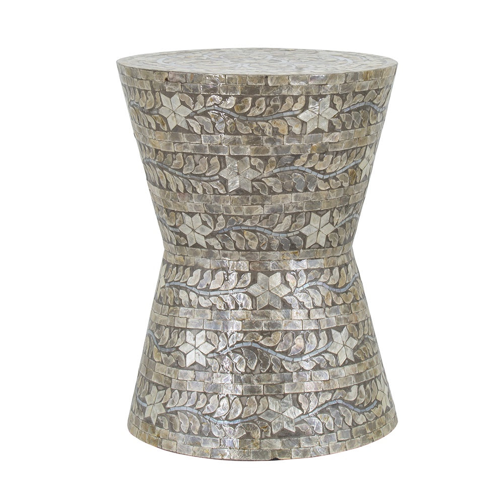 Grey & Natural Capiz Shell Stool 49922