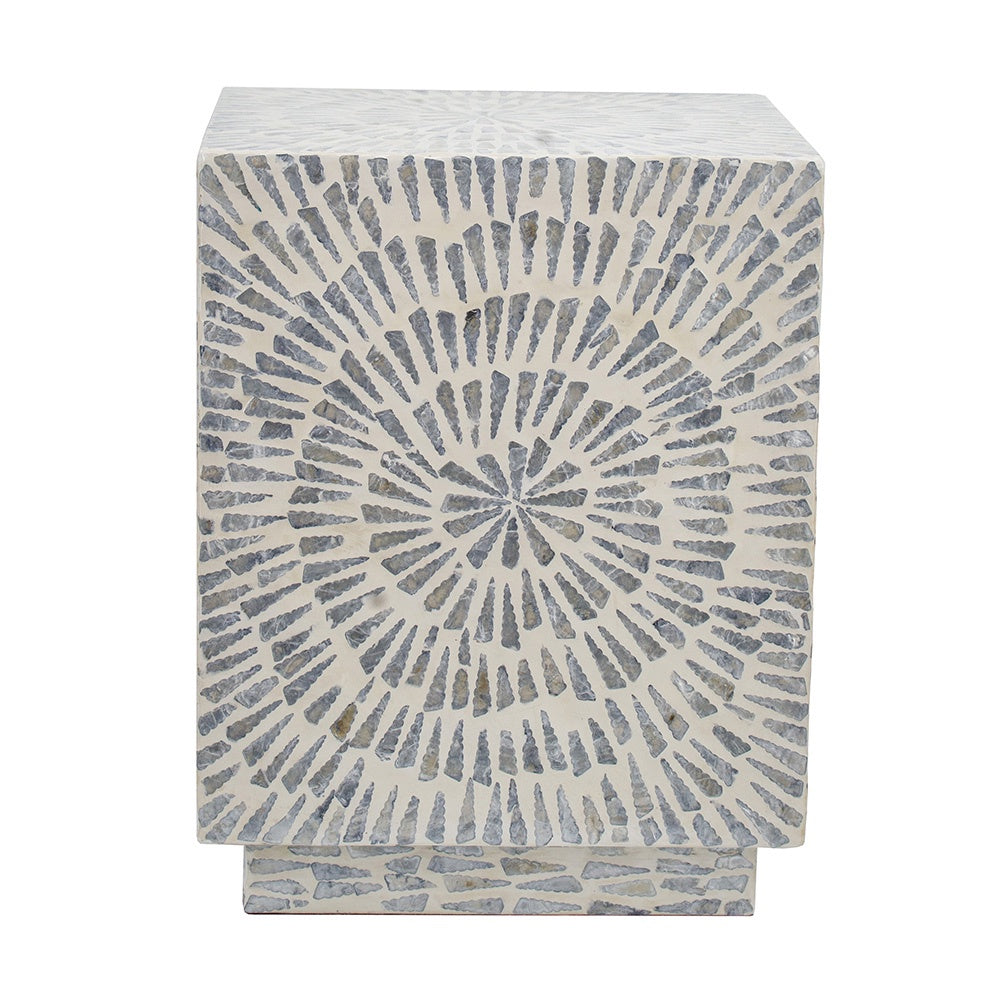 Grey & Ivory Capiz Shell Stool 49923