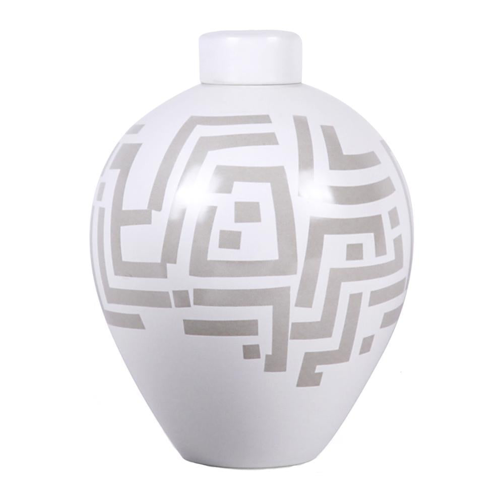 Grey & White Ceramic Jar - Large 603258