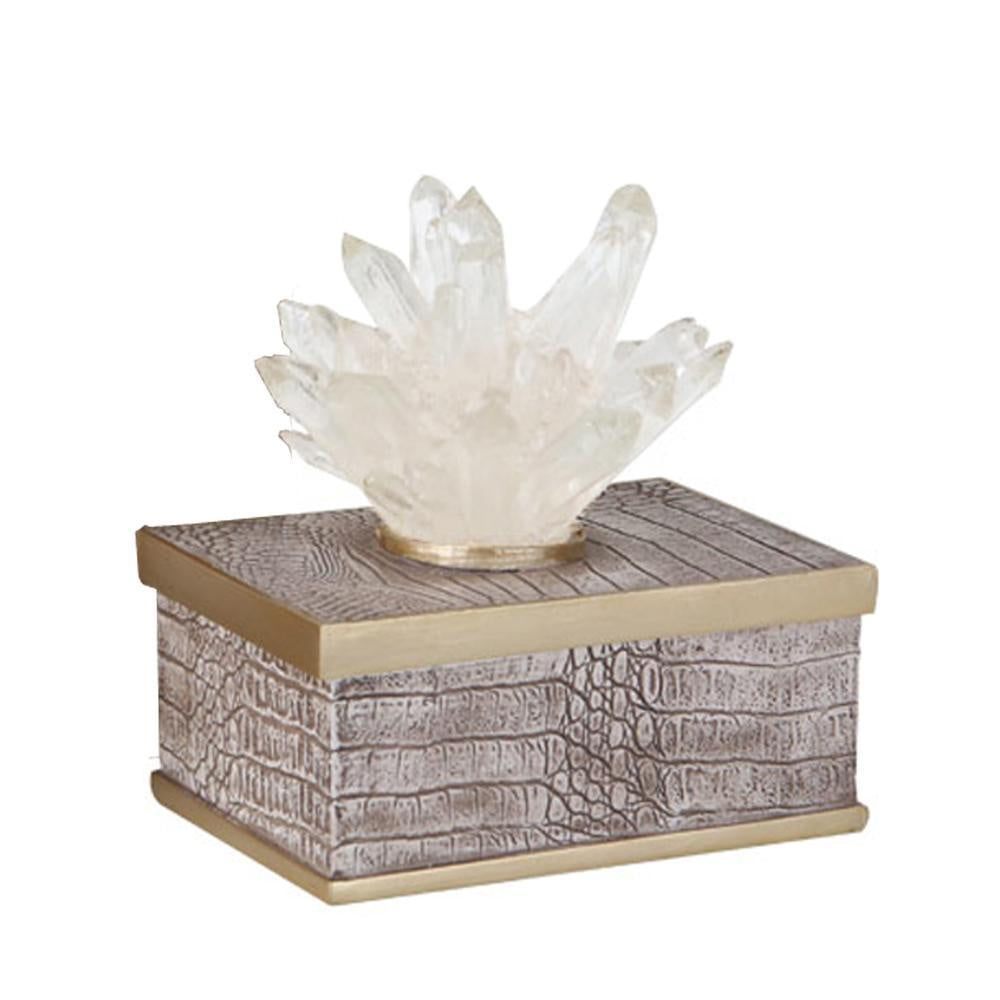 Rectangular Resin Container with Crystal Flower Lid FA-SZ1906C
