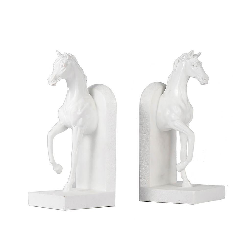 Set of 2 White Horse Bookends 73642-WHIT