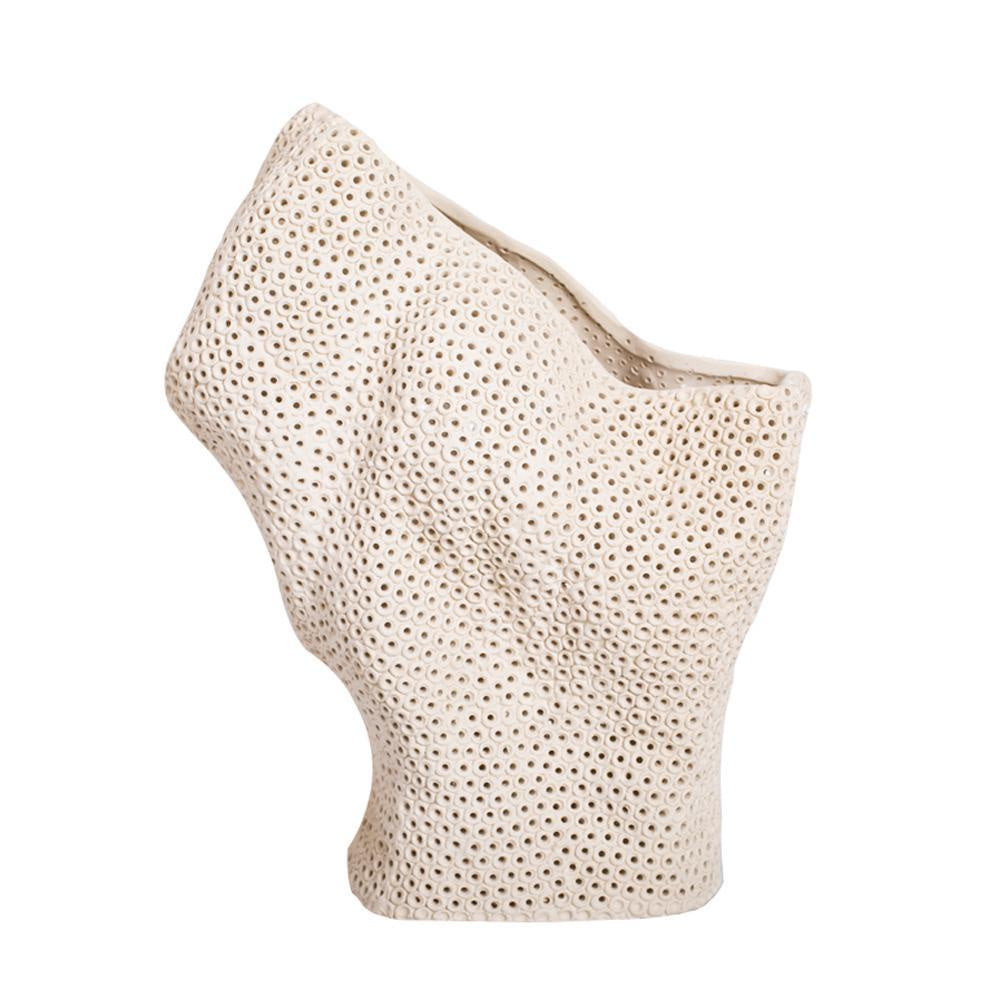 Cream Ceramic Textured Vase FA-D2130A