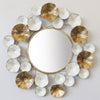 Round Mirror with White and Gold Decorative Rim 15323