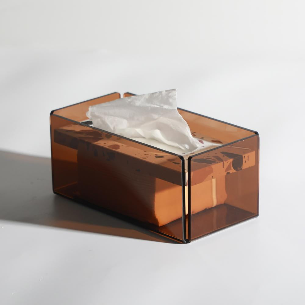 Acrylic & Terrazzo Tissue Box Holder - Amber B0075A