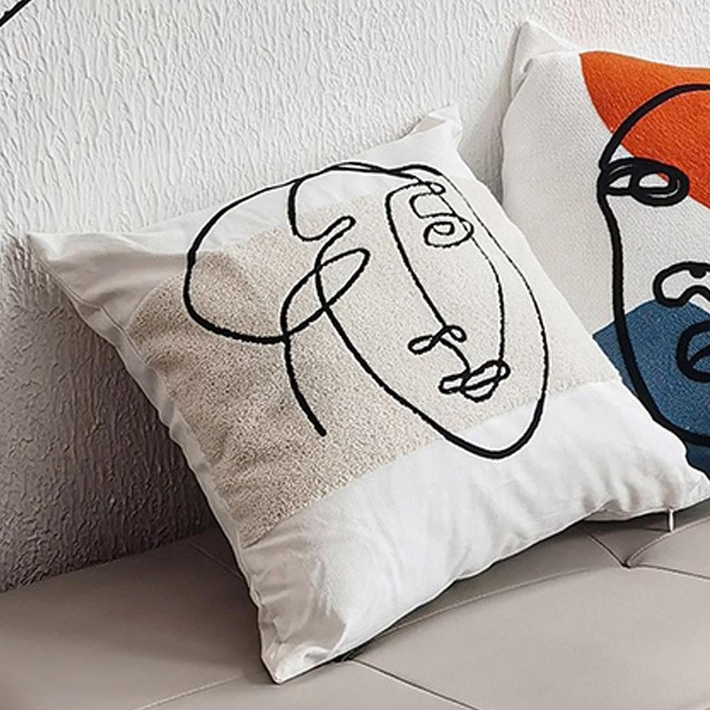 Minimalistic Line Face Embroidered Cushion MND254