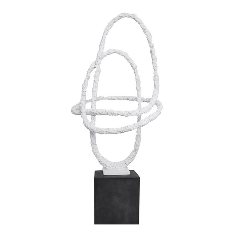 White Resin & Metal Abstract Sculpture FA-SZ2028B