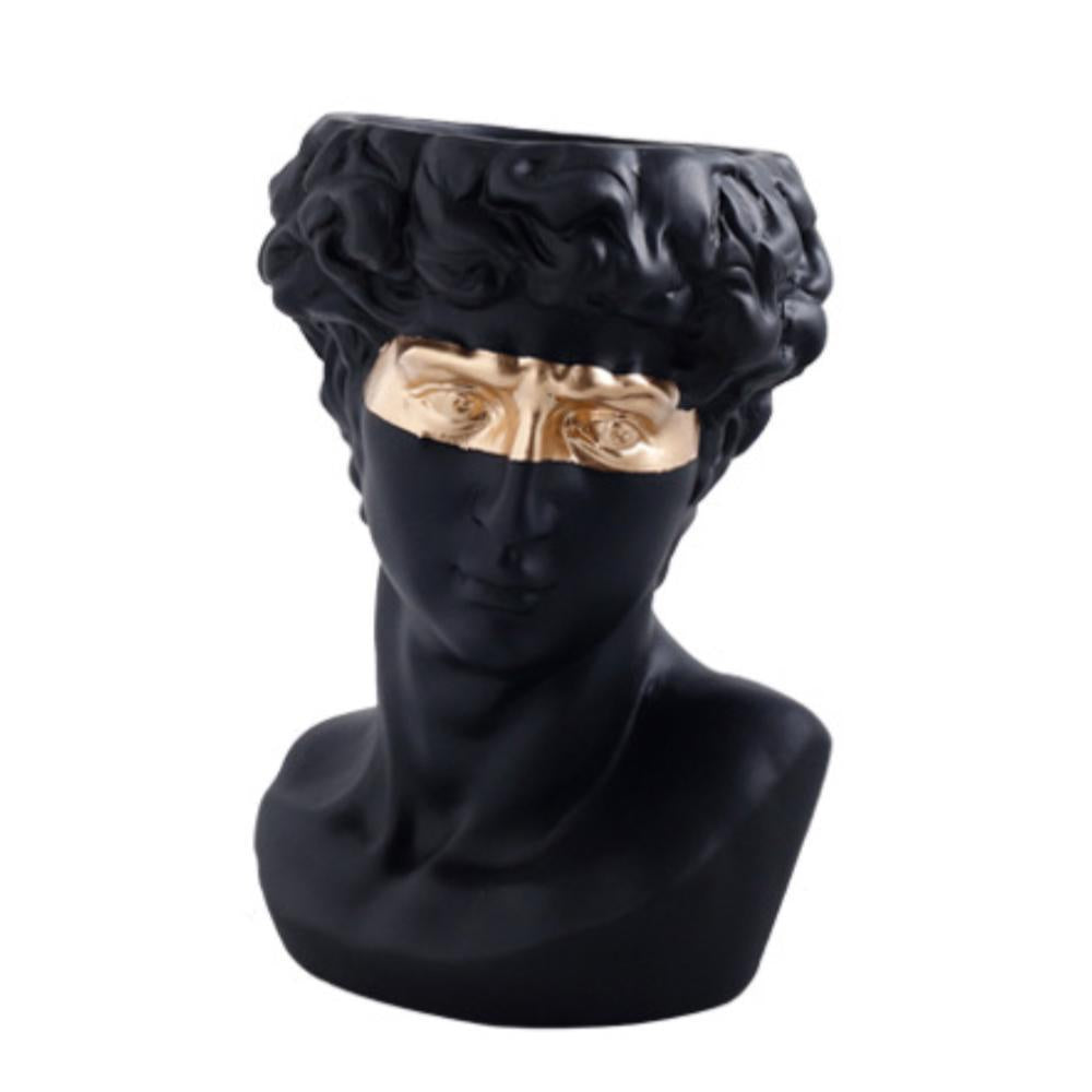 Black David with Gold Mask Ceramic Planter ZD-128