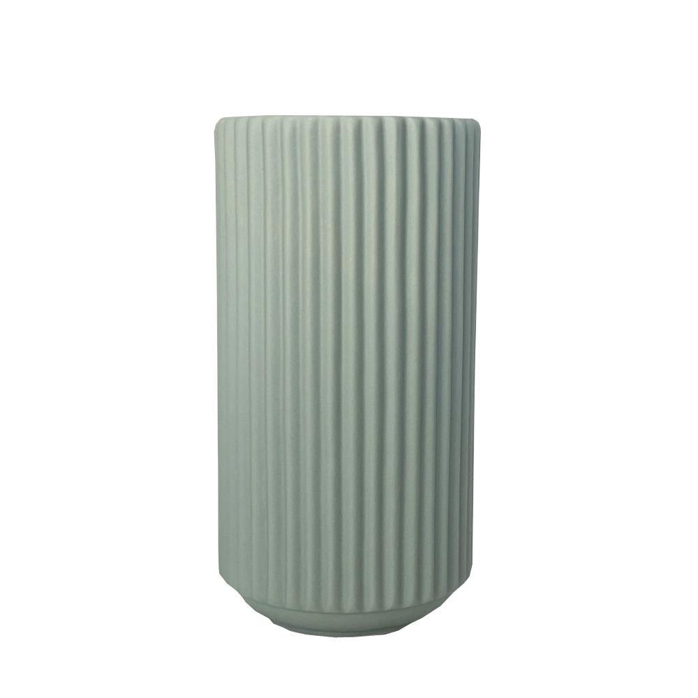 Green Ribbed Ceramic Vase HP654