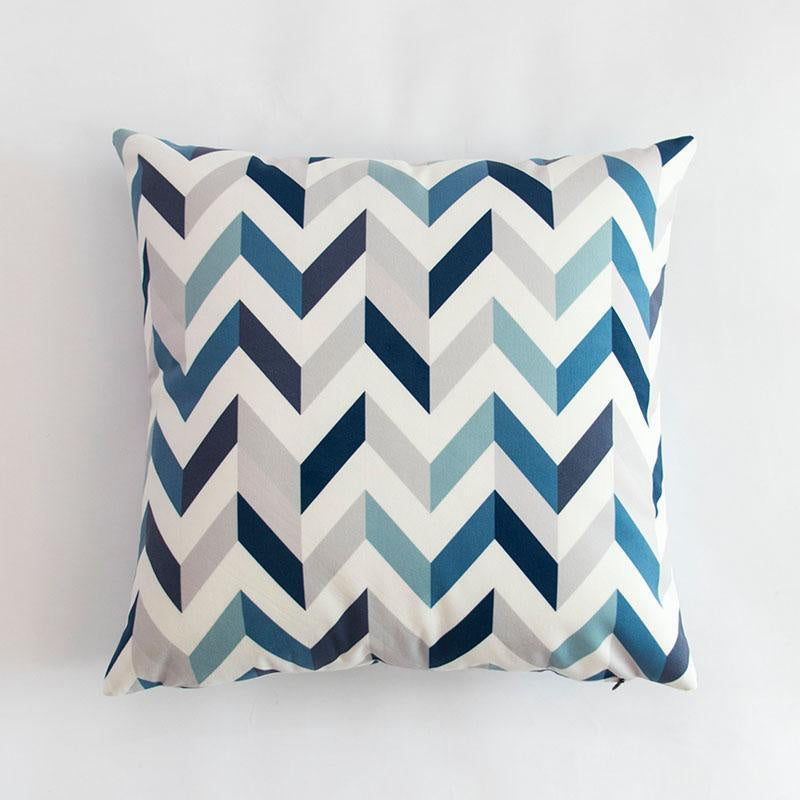 Grey & Blue Chevron Pattern Cushion MND022