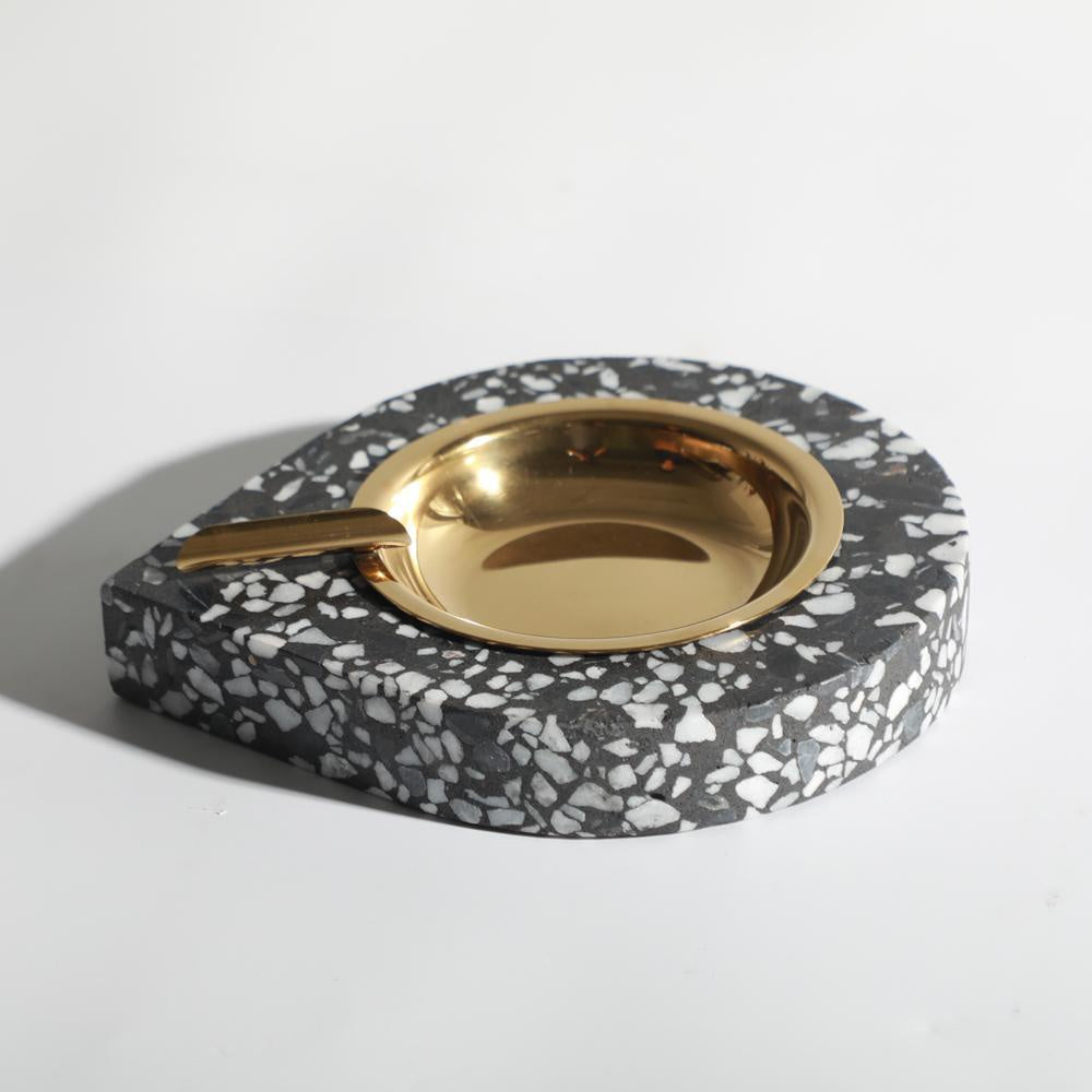 Black Terrazzo & Gold Ashtray B0076G