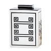 Black & White Ceramic Jar with Greek Key Detail - Medium 601422