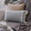 Grey & White Embroidered Cushion with TasselsBQ000727-G-R وسادة