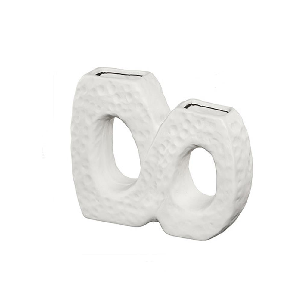 White Textured Ceramic Infinity Vase LT520-IN-W