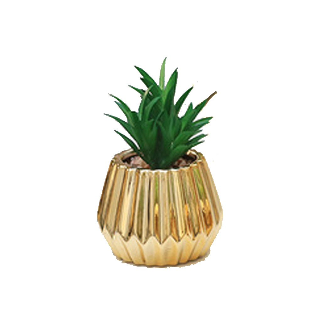 Faux Succulent in Gold Ceramic Mini Planter HL5118A
