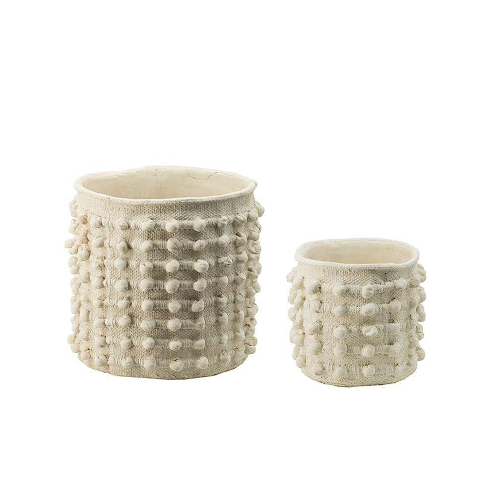 Set of 2 Ivory Concrete Planters D9029