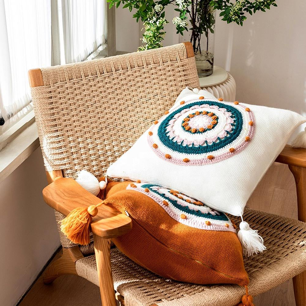 Ivory Boho Embroidered Cushion MND216