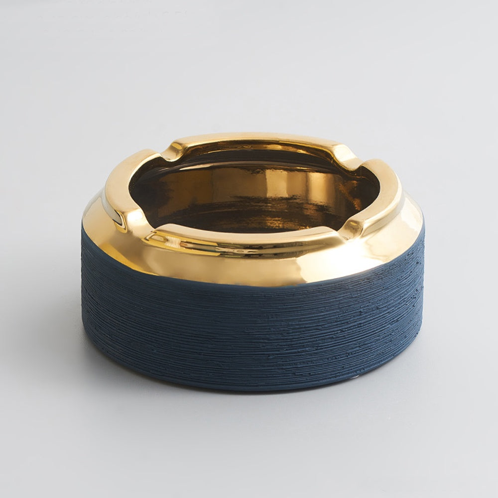 Navy Blue Ceramic Ashtray with Gold Band SHDB1167011