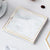 White Marble Effect Ceramic Coaster with Gold Detail - Square