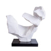 Resin Abstract Sculpture with Marble Base - White