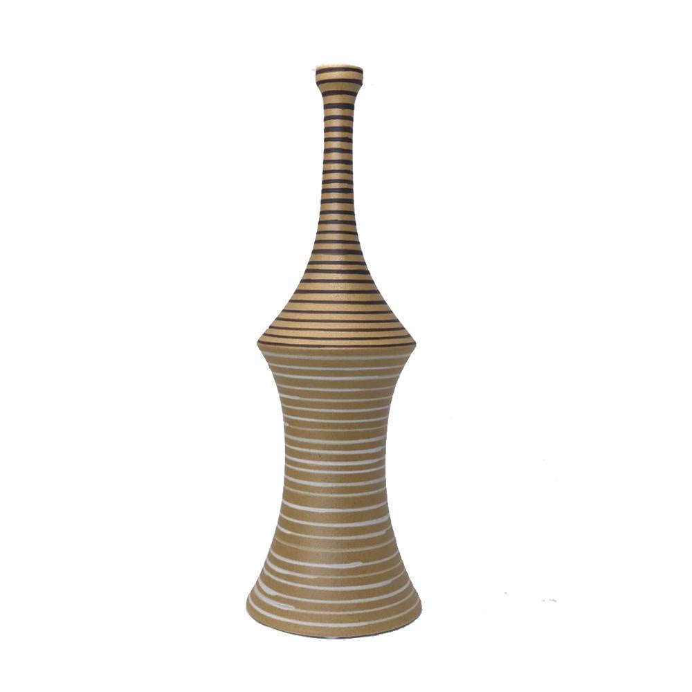 Ochre & Ivory Striped Ceramic Vase - Tall 606324