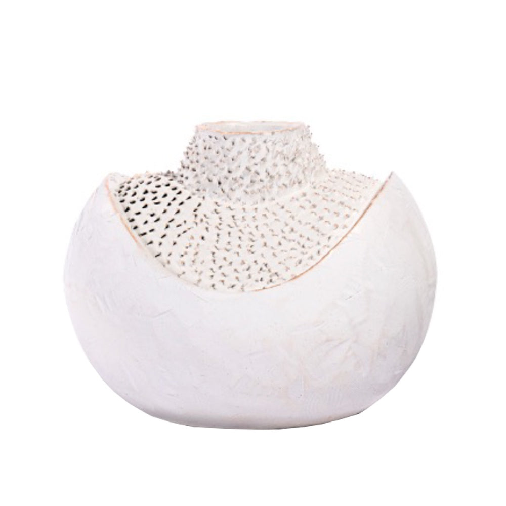White Porcelain Vase with Cutout Design - Large 608312