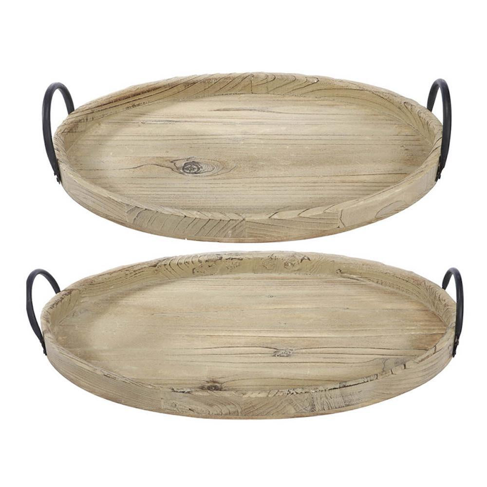 Set of 2 Wooden Trays 39103