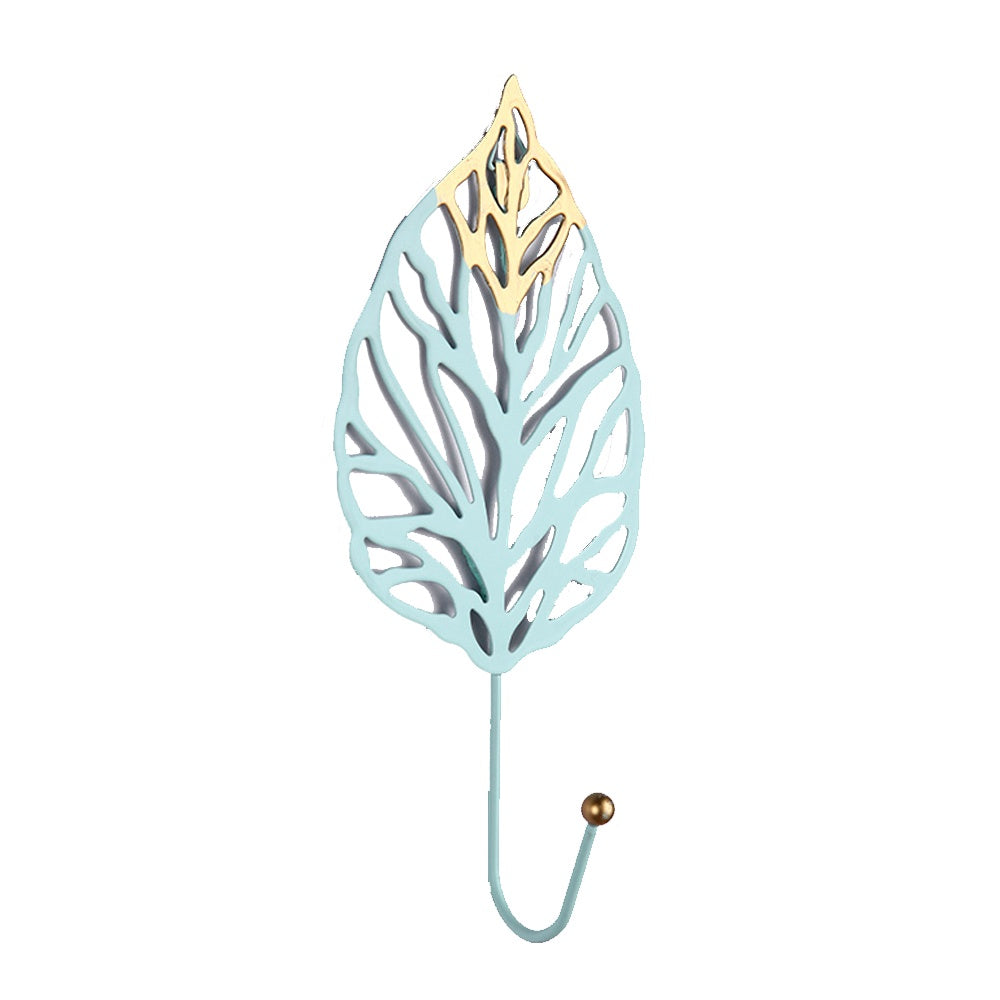 Turquoise & Gold Metal Leaf Wall Hook - B SHDG1191046