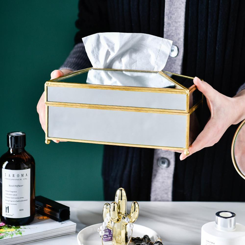 Iron & Mirror Tissue Box Holder BJ1304B