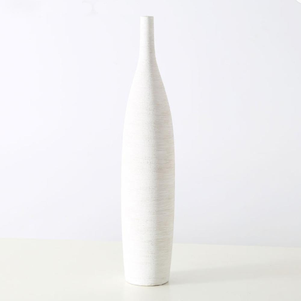White Textured Ceramic Vase with Long Neck - Tall ZD-095