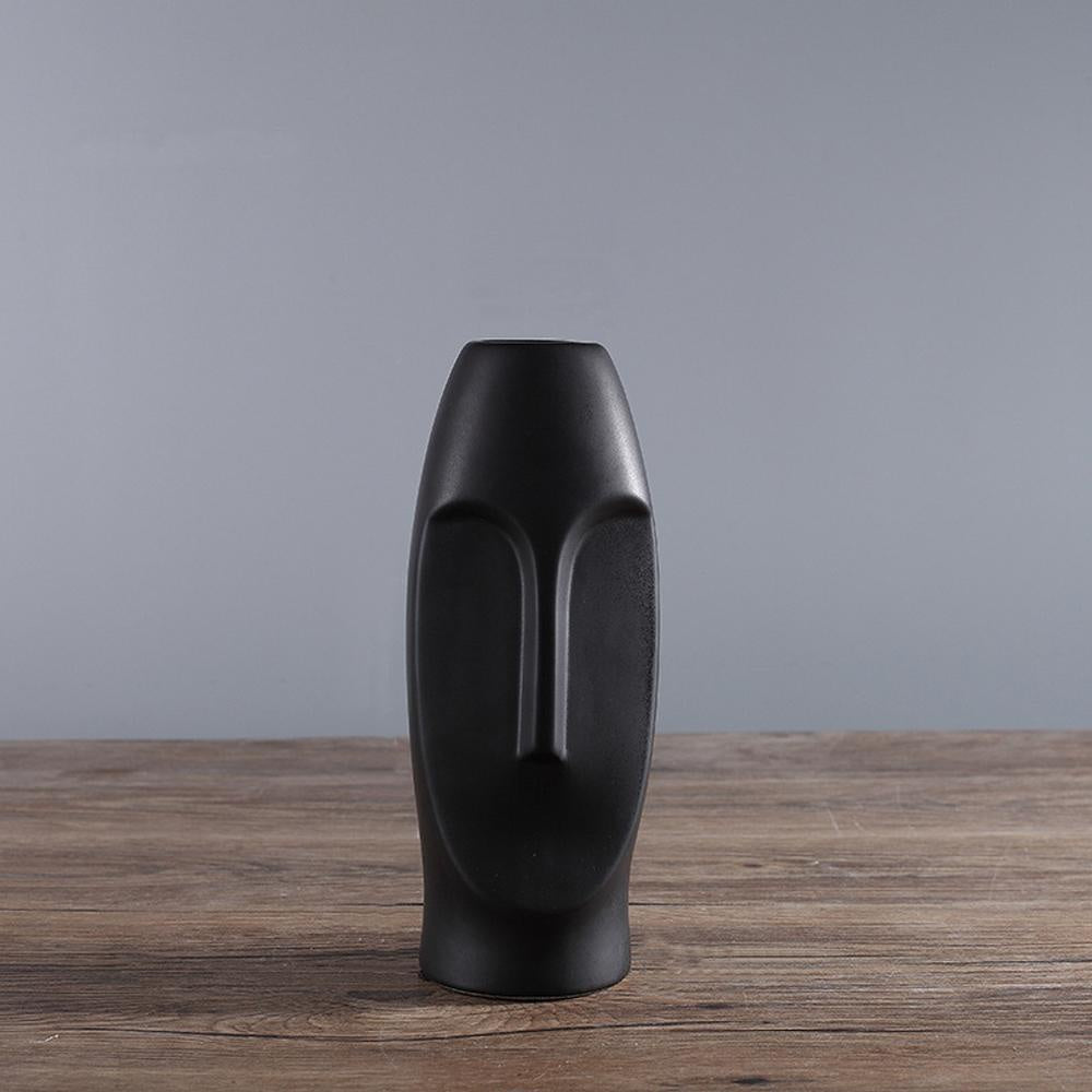 Black Abstract Face VaseSS034 مزهرية