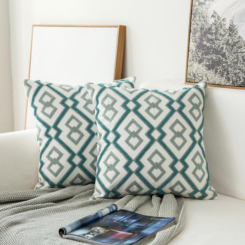 Embroidered Geometric Pattern Cushion MND090