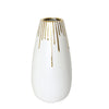 White Ceramic Vase with Gold Drip Detail - Medium FA-D1989B