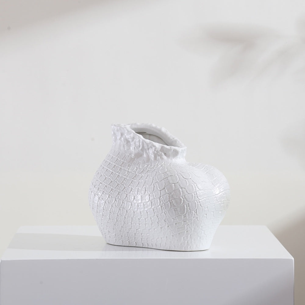 White Textured Ceramic Vase 608447