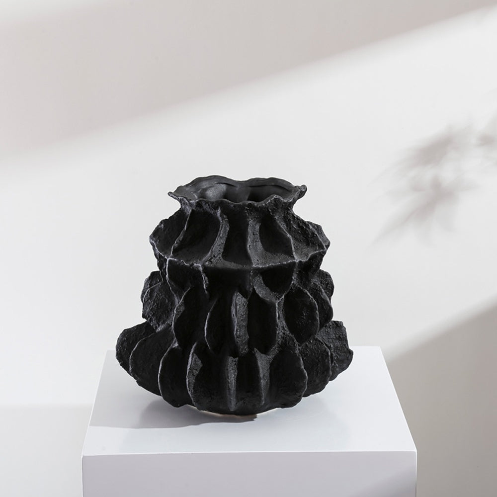 Black Textured Ceramic Vase 608490