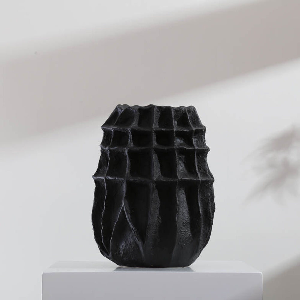 Black Textured Ceramic Vase 608491