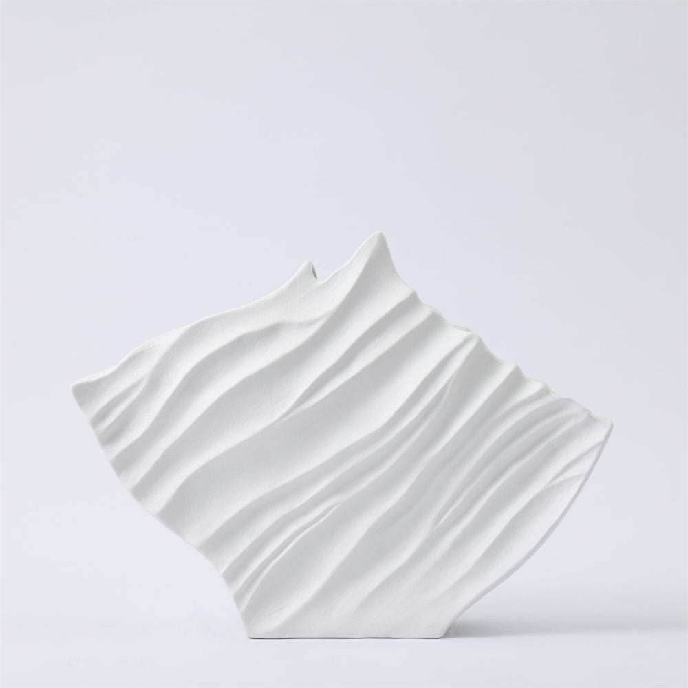 White Ceramic Vase with Irregular Stripe Detail 609227