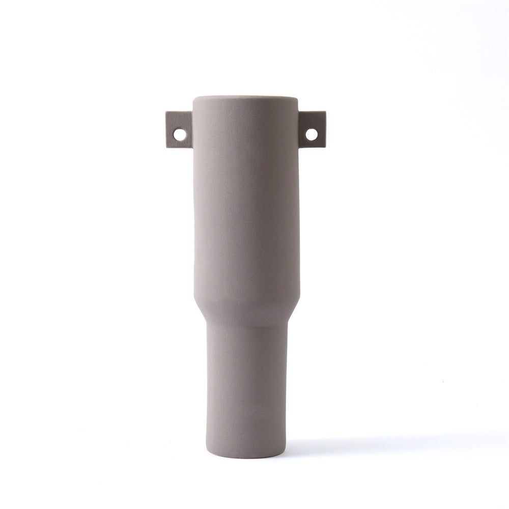 Grey Ceramic Tall Vase with Small Handle Detail 609321