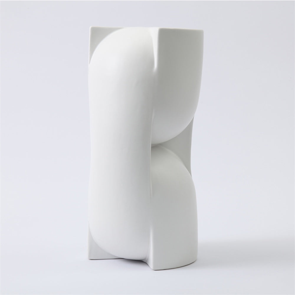 White Ceramic Abstract Vase 610006