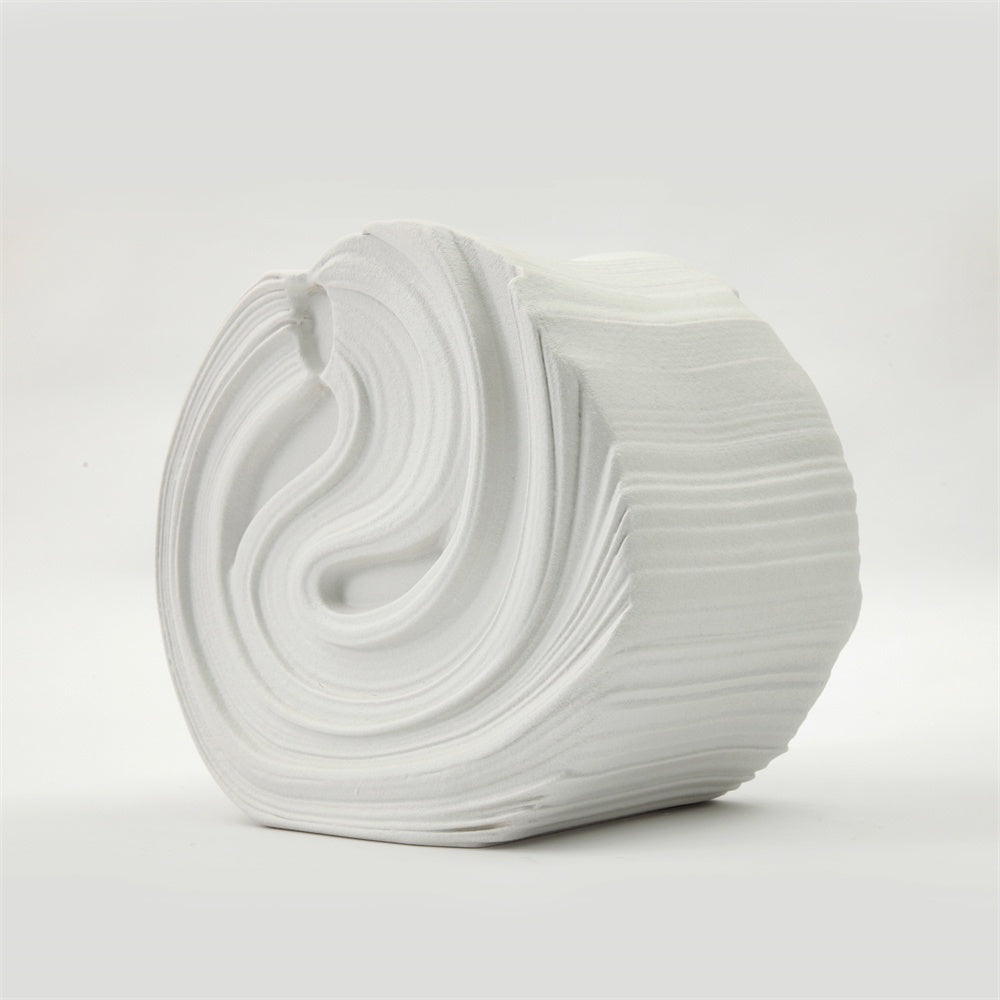 White Ceramic Fold Vase 610097