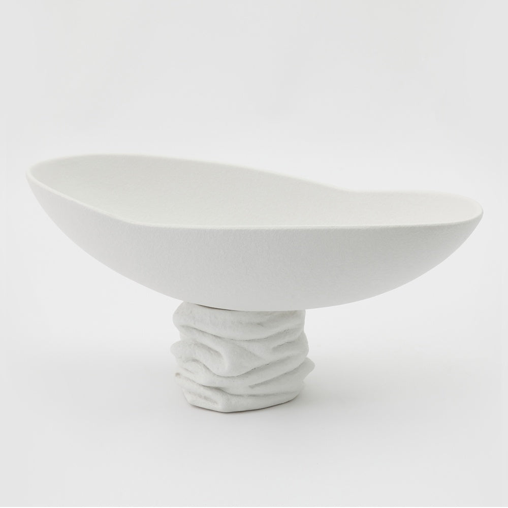 White Ceramic Pedestal Bowl 610121