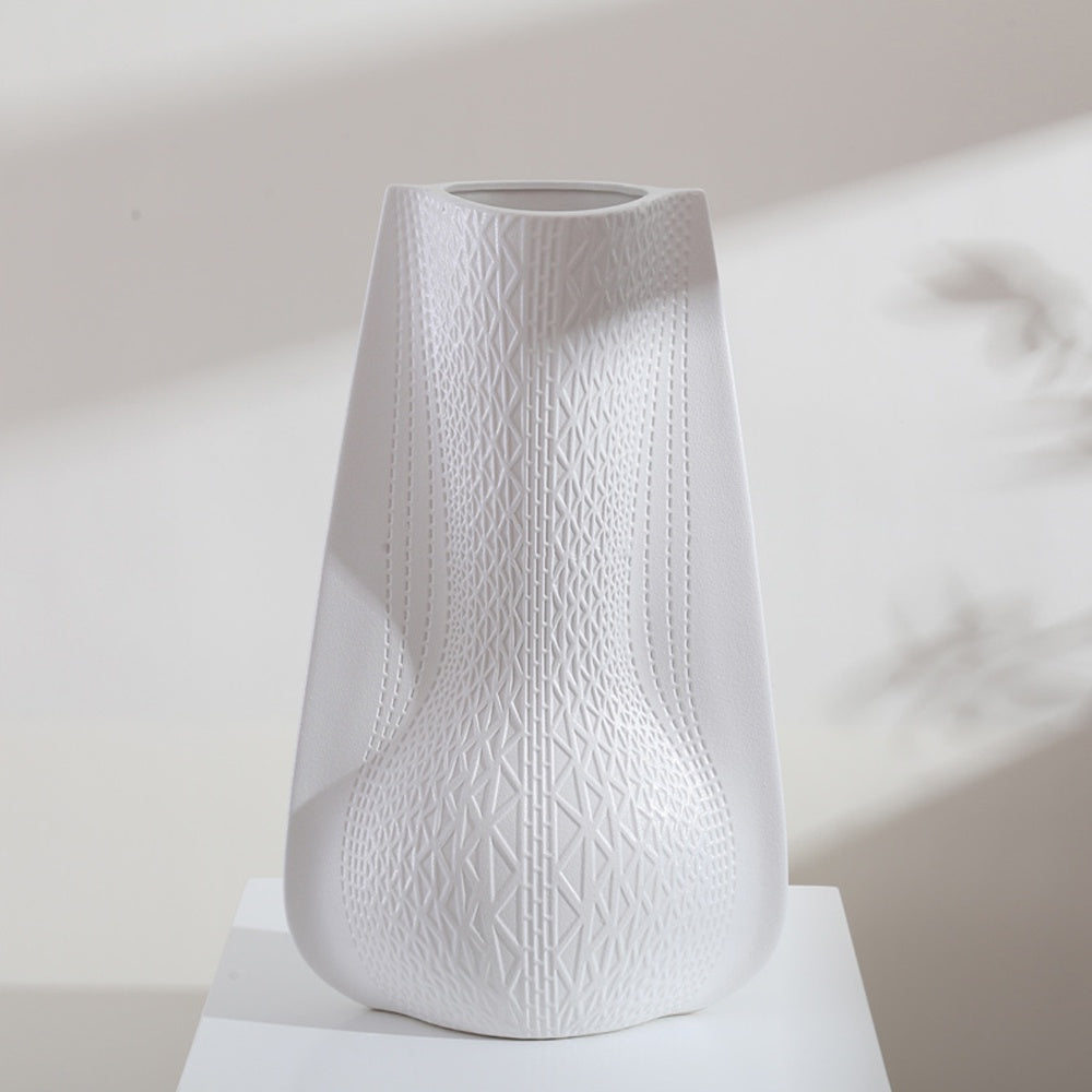 White Textured Ceramic Vase 610242