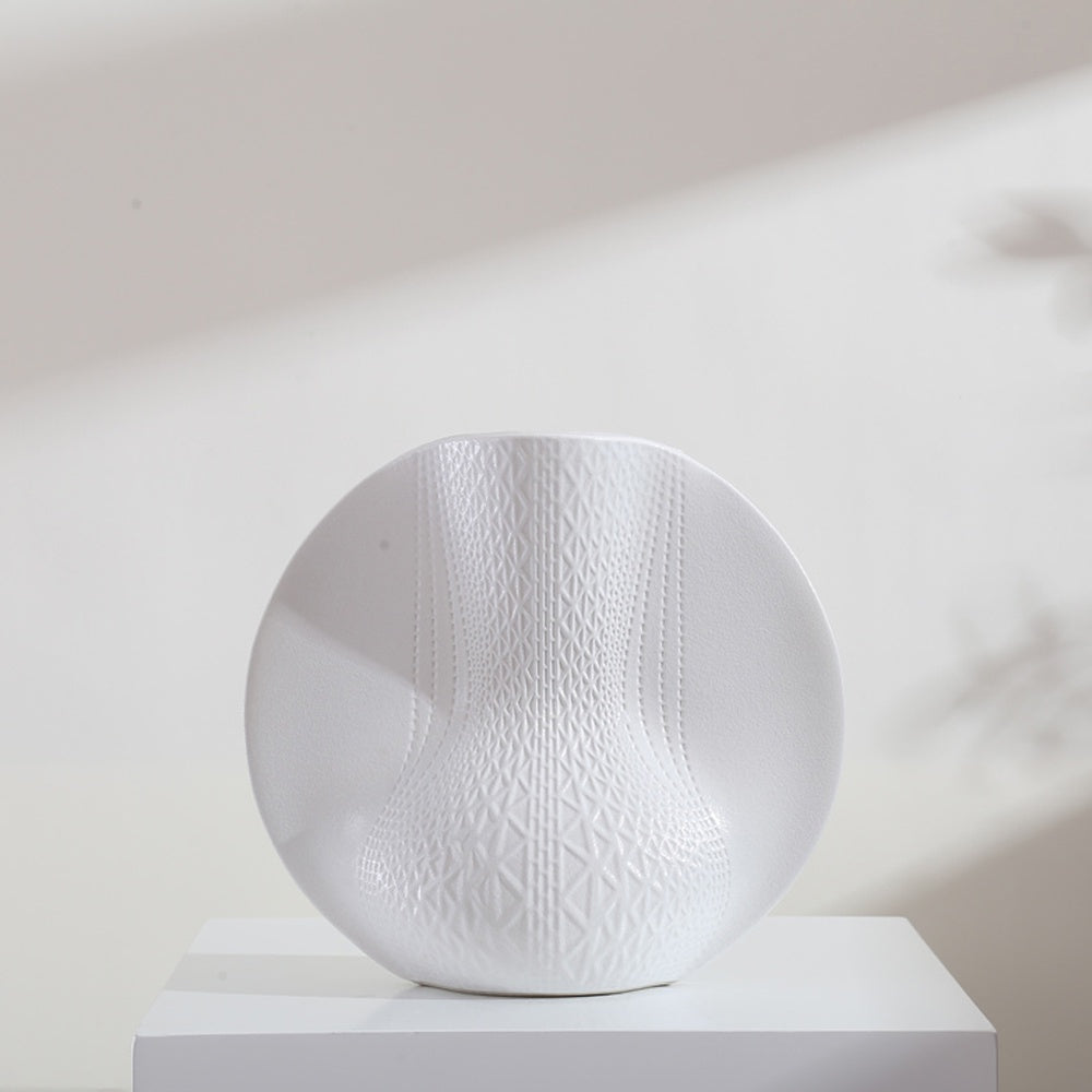 White Textured Ceramic Vase 610243