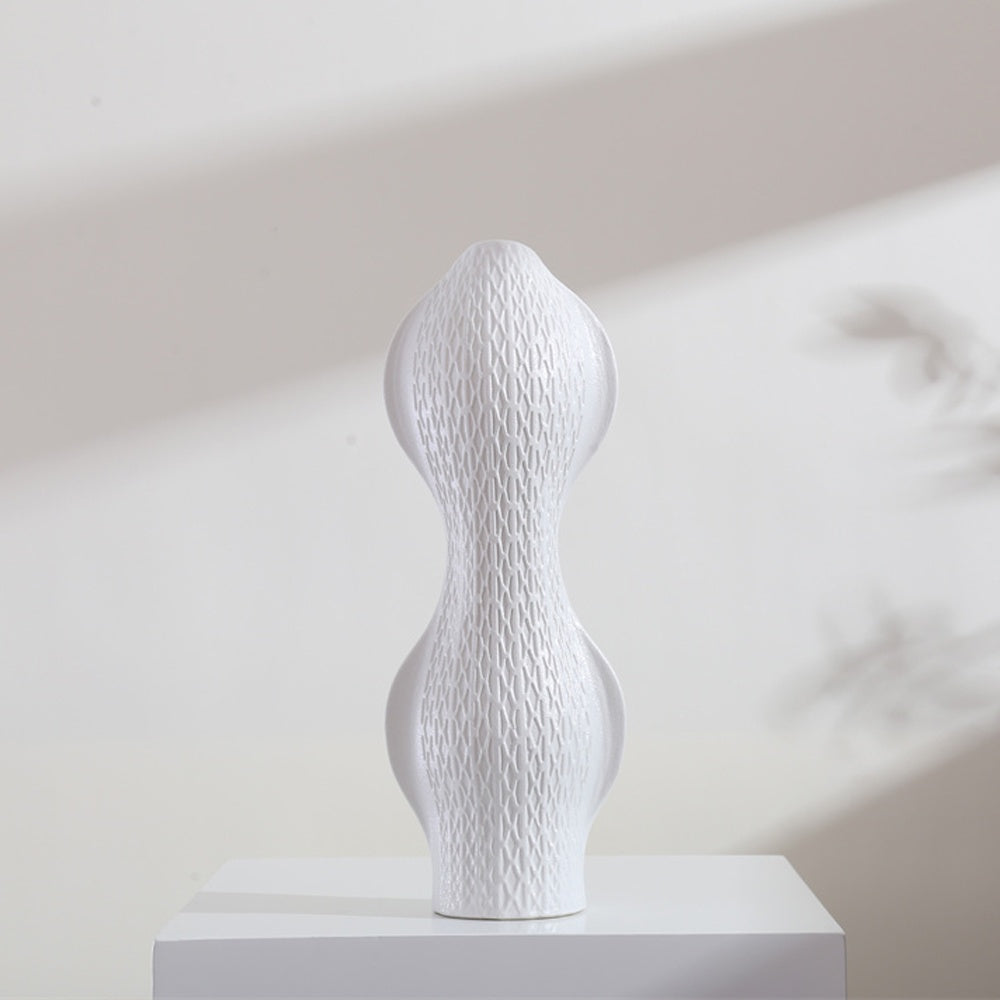 White Textured Ceramic Vase 610247