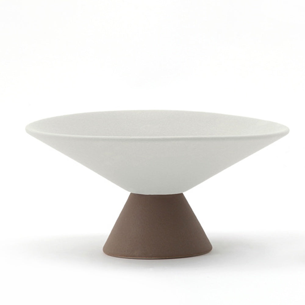 White & Brown Ceramic Pedestal Bowl 610262