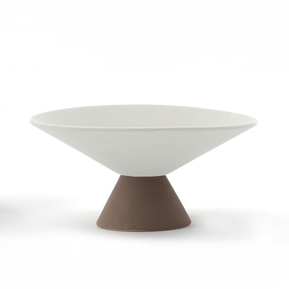 White & Brown Ceramic Pedestal Bowl 610263
