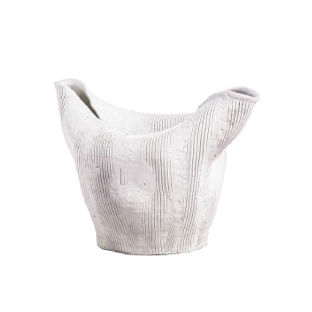 White Textured Porcelain Planter - A 608960