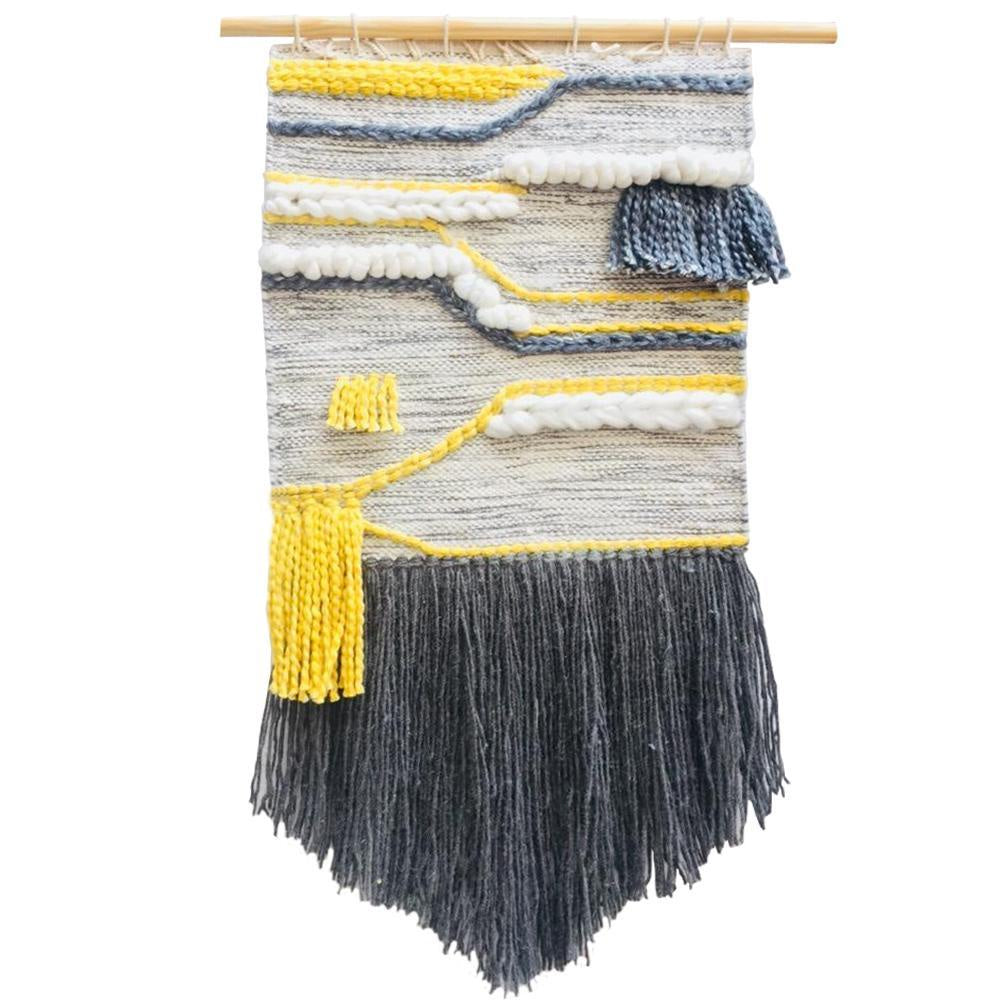 Ivory, Grey and Mustard Woven Wall HangingISR011